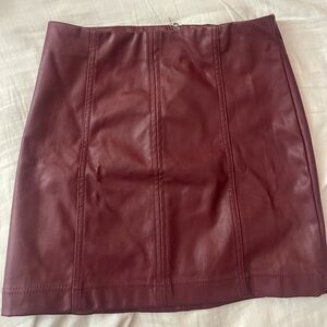 Burgundy faux leather skirt